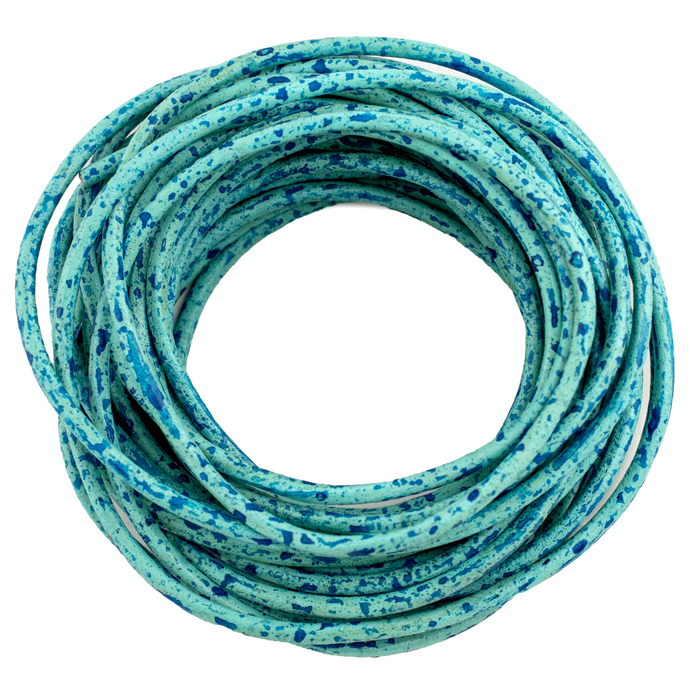 2.5mm Turquoise Speckled Round Leather Cord (15ft)