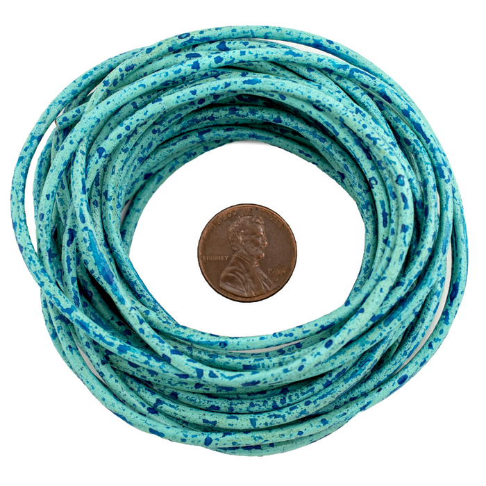 2.5mm Turquoise Speckled Round Leather Cord (15ft)