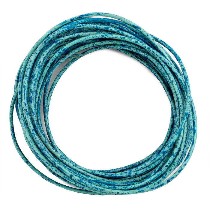 1.5mm Turquoise Speckled Round Leather Cord (15ft)