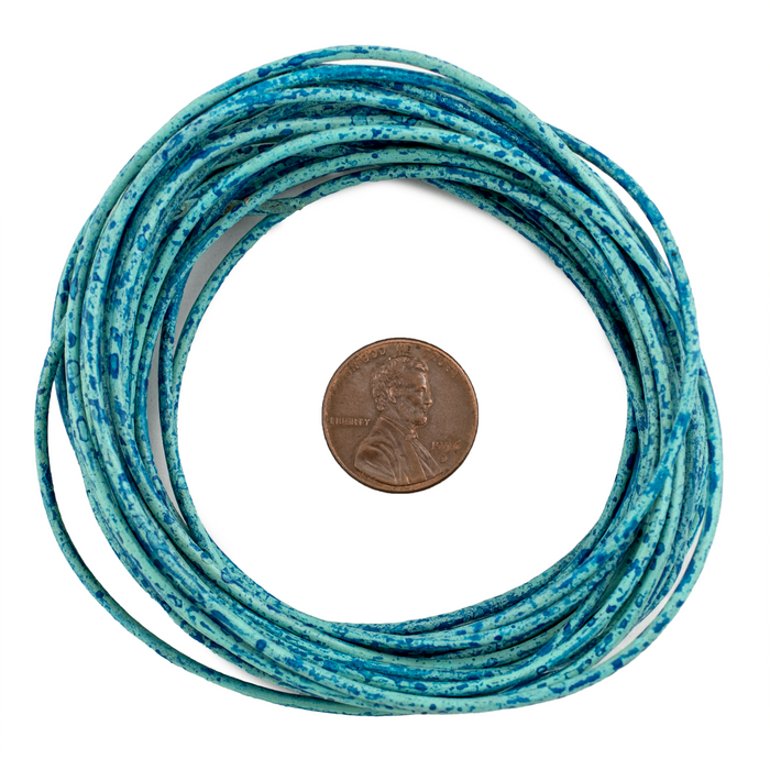 1.5mm Turquoise Speckled Round Leather Cord (15ft)