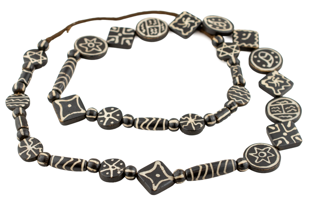 Fancy Black Pumket Style Mixed Bone Beads (Long Strand)