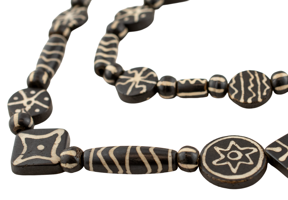Fancy Black Pumket Style Mixed Bone Beads (Long Strand)