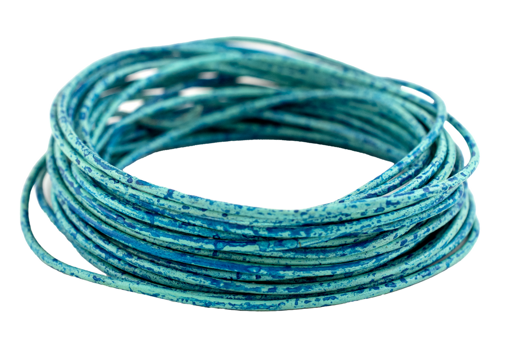 1.5mm Turquoise Speckled Round Leather Cord (15ft)