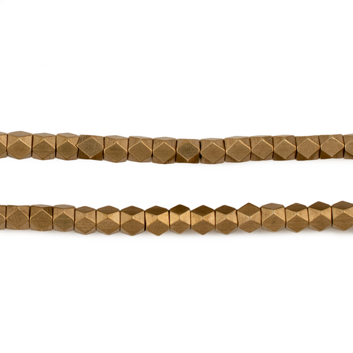 Antique Brass Faceted Diamond Cut Beads (4mm, Large Hole)