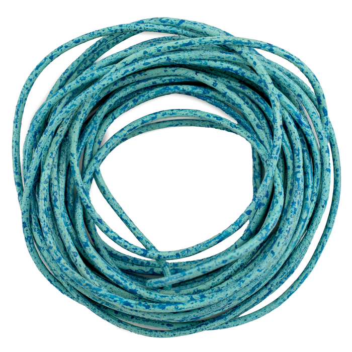 2.0mm Turquoise Speckled Round Leather Cord (15ft)