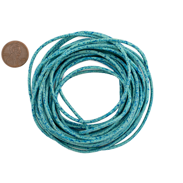 2.0mm Turquoise Speckled Round Leather Cord (15ft)