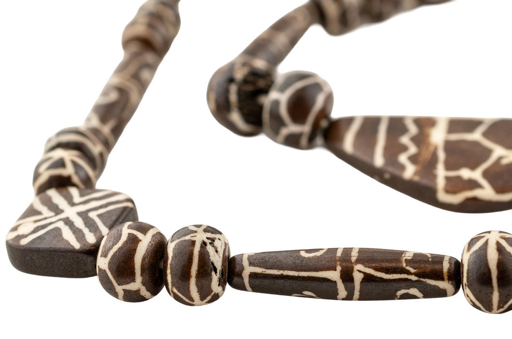 Fancy Brown Pumket Style Mixed Bone Beads (Long Strand)