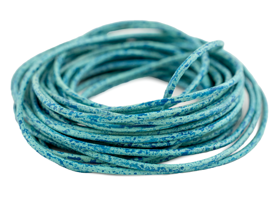 2.0mm Turquoise Speckled Round Leather Cord (15ft)
