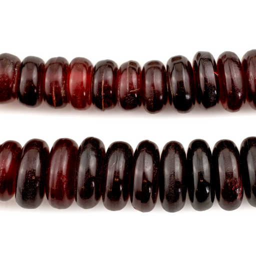 Dark Red Horn Disk Beads (Graduated) - The Bead Chest
