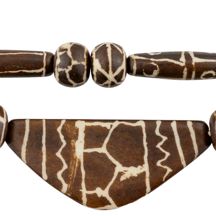 Fancy Brown Pumket Style Mixed Bone Beads (Long Strand)