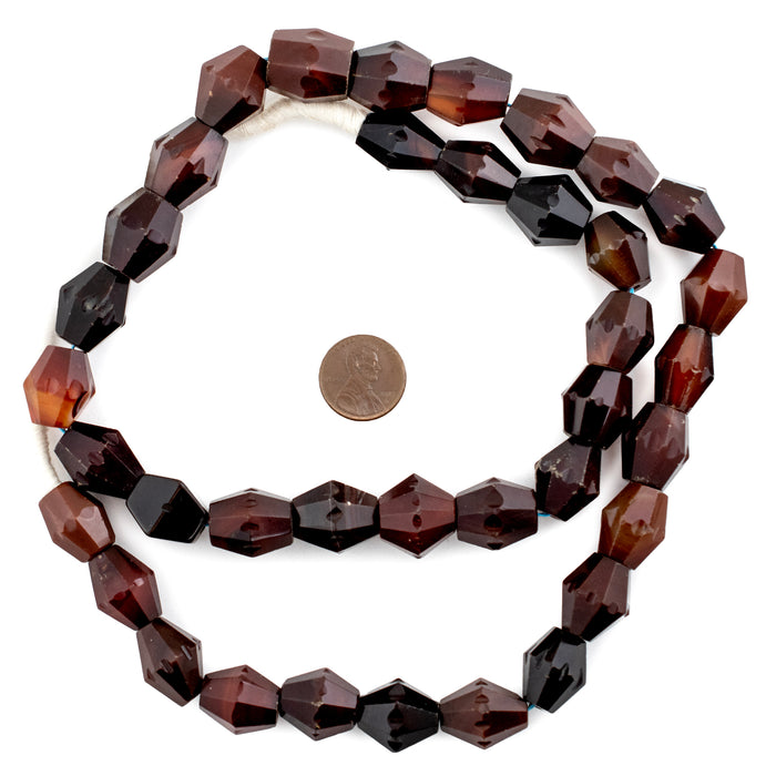 Vintage Idar-Oberstein Faceted Agate Bicone Beads - The Bead Chest