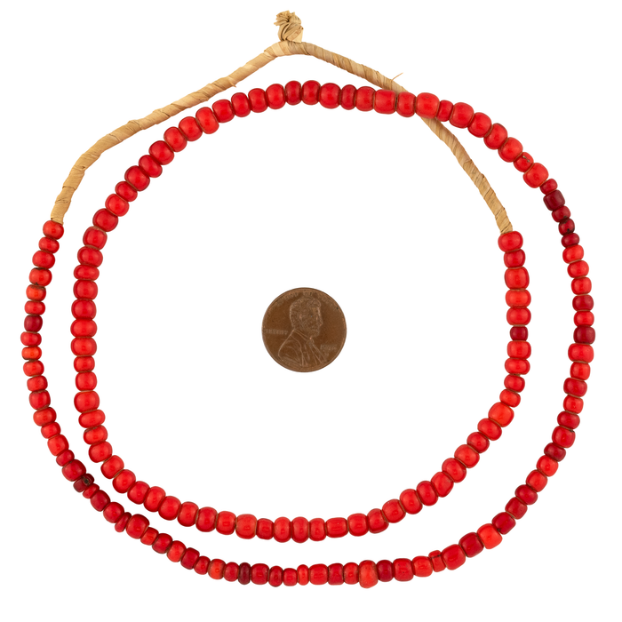 Old Red Ethiopian White Heart beads (6mm)