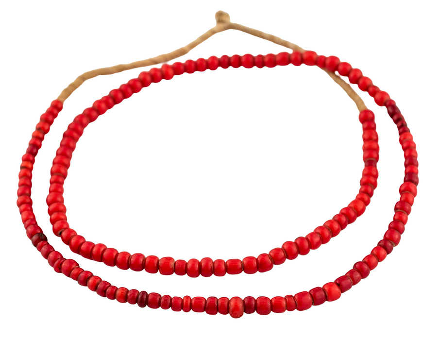 Old Red Ethiopian White Heart beads (6mm)