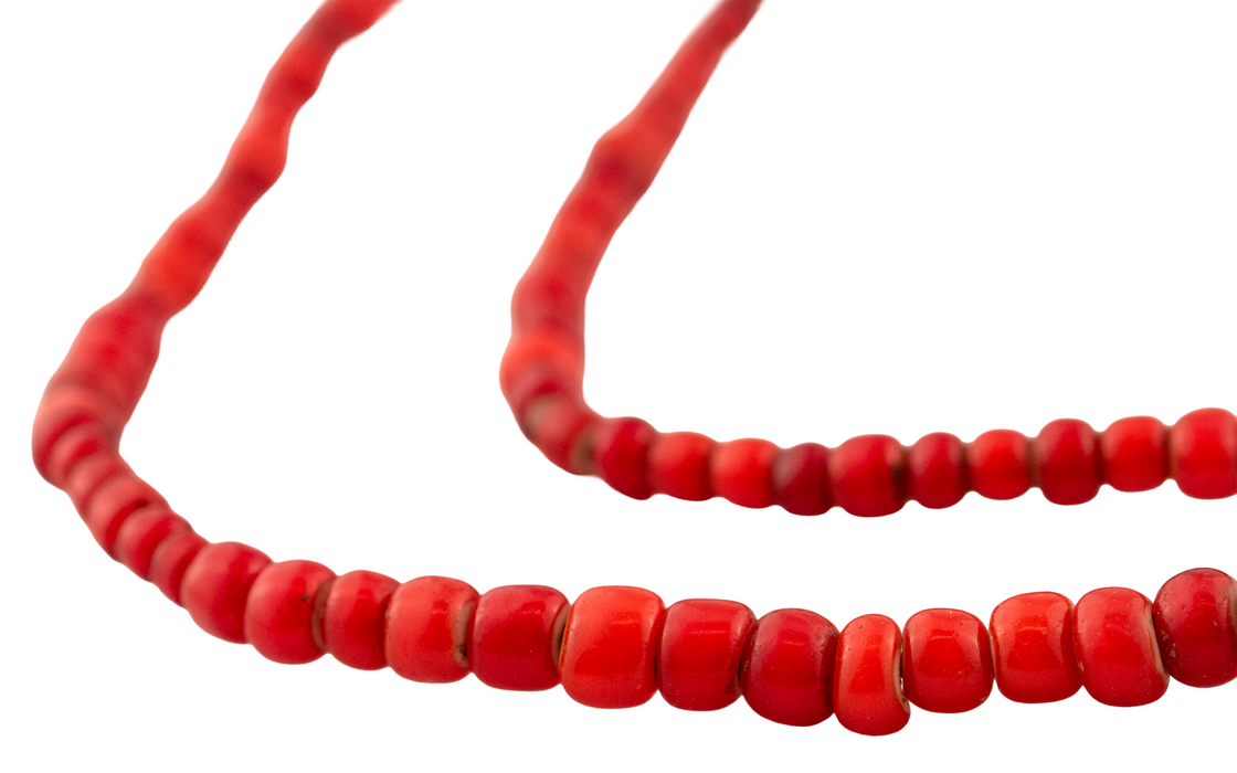 Old Red Ethiopian White Heart beads (6mm)