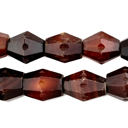 Vintage Idar-Oberstein Faceted Agate Bicone Beads - The Bead Chest