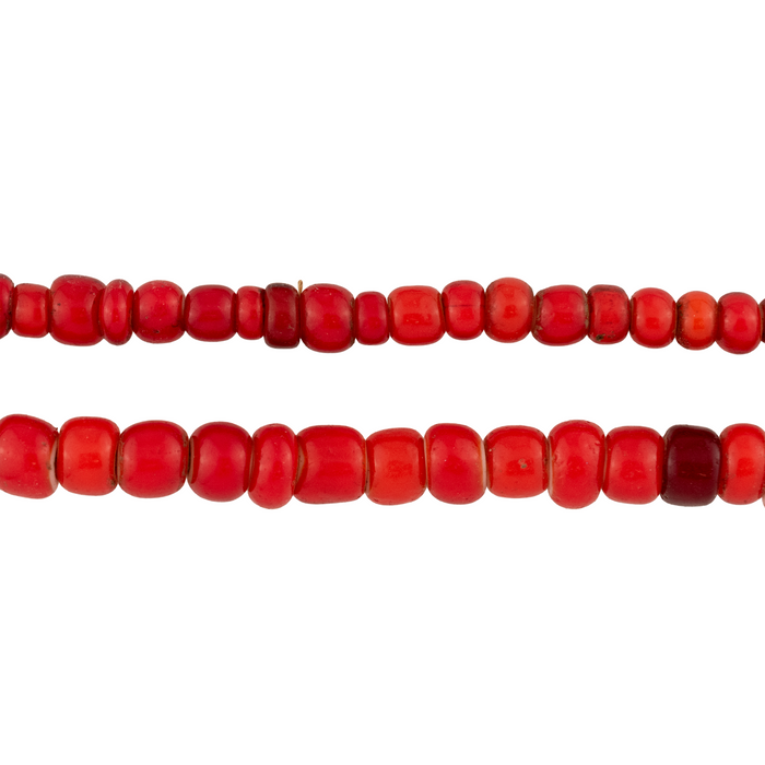Old Red Ethiopian White Heart beads (6mm)