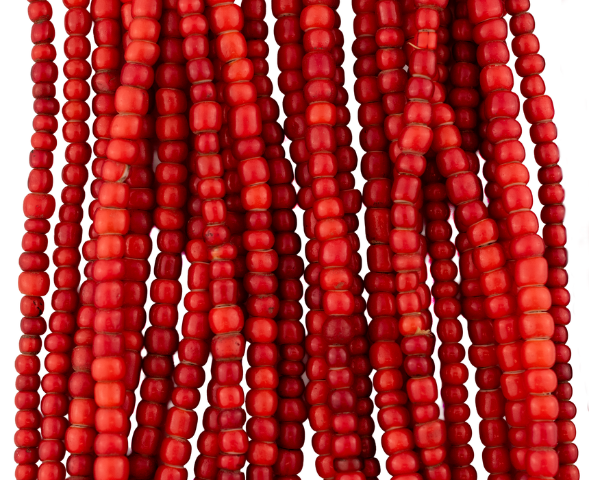 Old Red Ethiopian White Heart beads (6mm)