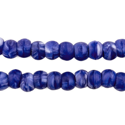 Dark Blue & White Swirl Padre Beads (9mm) - The Bead Chest
