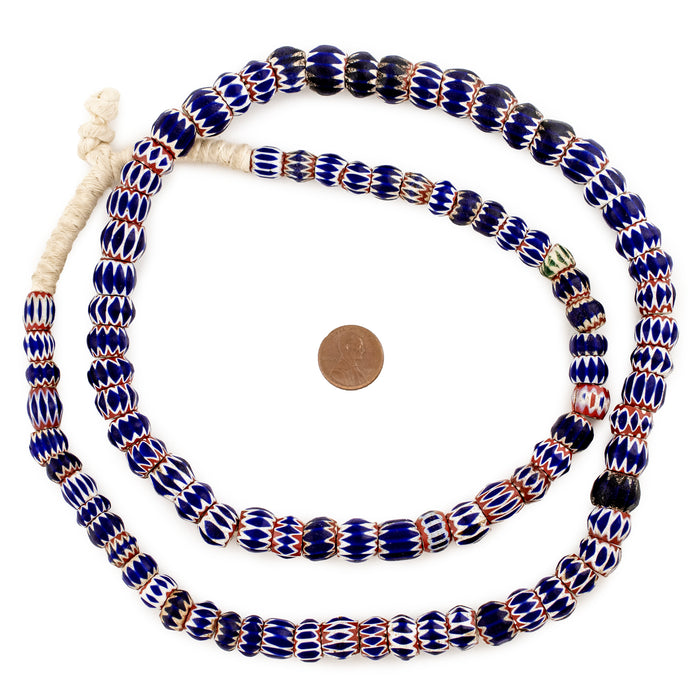 Antique Facerted Venetian Blue Chevron Beads - The Bead Chest