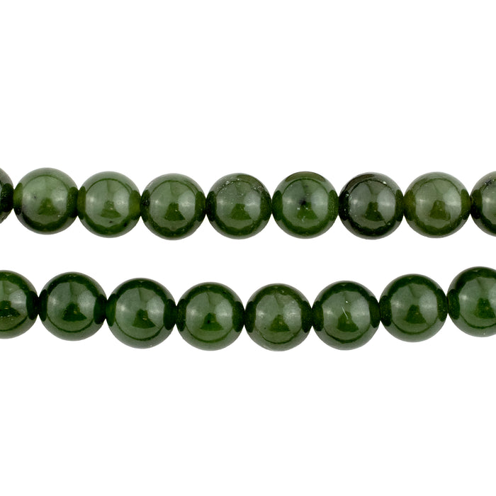 Round Dark Green Nephrite Jade Beads (8mm)