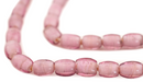 Rose Pink Oval White Heart Beads (9x7mm) - The Bead Chest