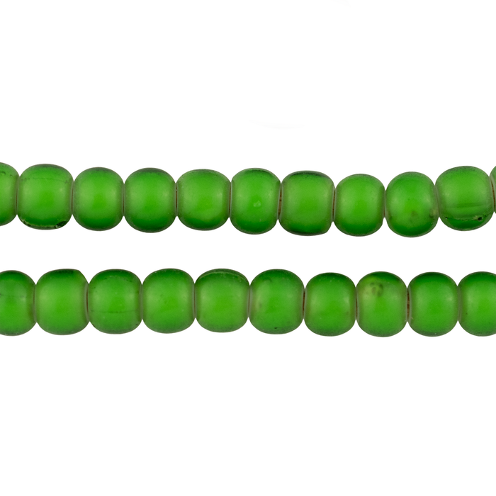 Bright Green White Heart Beads (7mm)