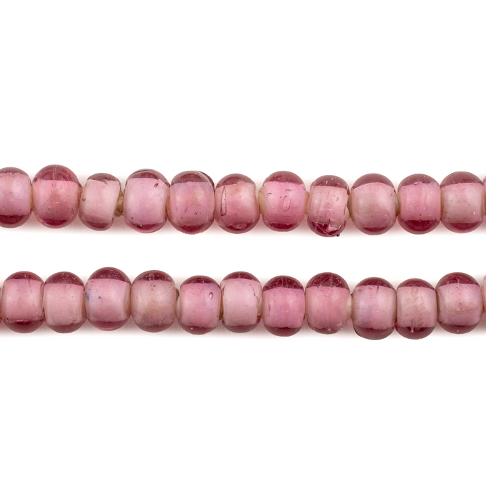 Pastel Pink White Heart Beads (8mm) - The Bead Chest