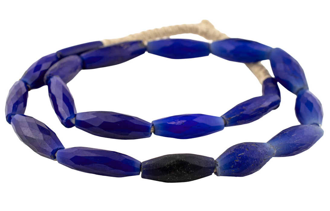 Rare Jumbo Antique Russian Blue Tube Beads #17253