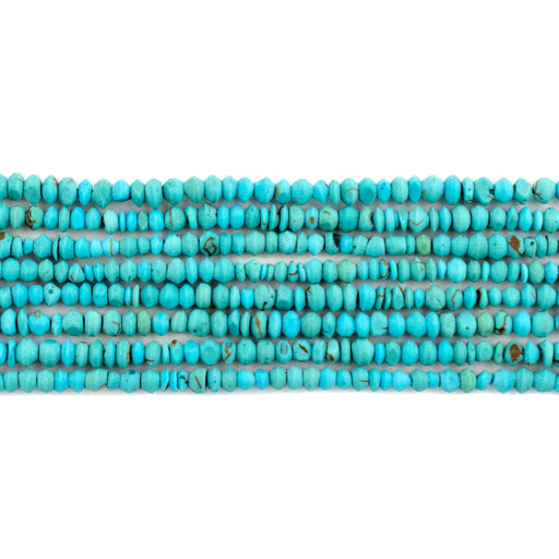 Blue Turquoise Stone Saucer Heishi Beads (2.5mm) - The Bead Chest