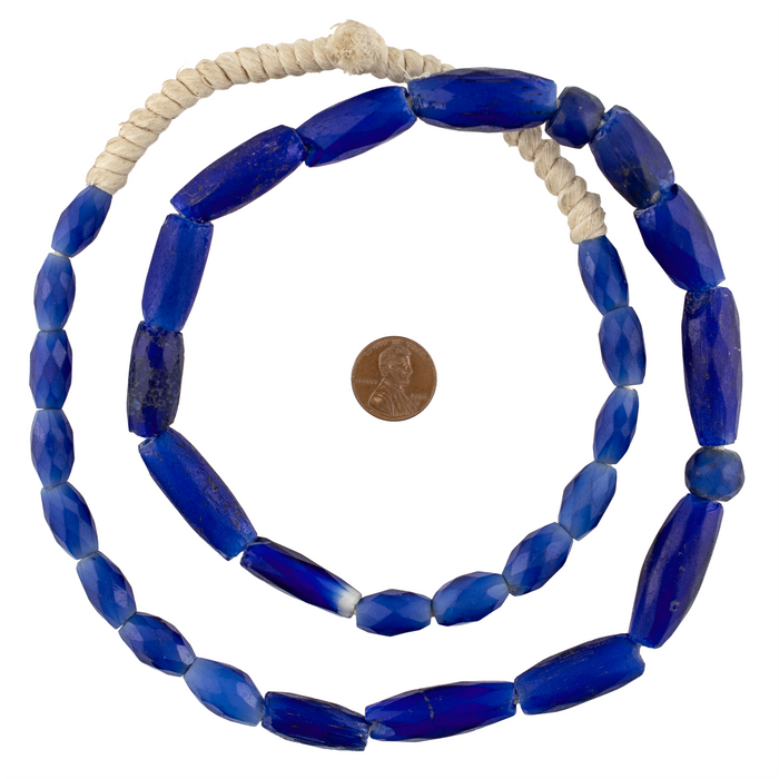 Rare Jumbo Antique Russian Blue Tube Beads #17250