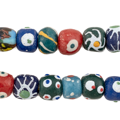 Todzi Turquoise Medley Round Krobo Beads - The Bead Chest