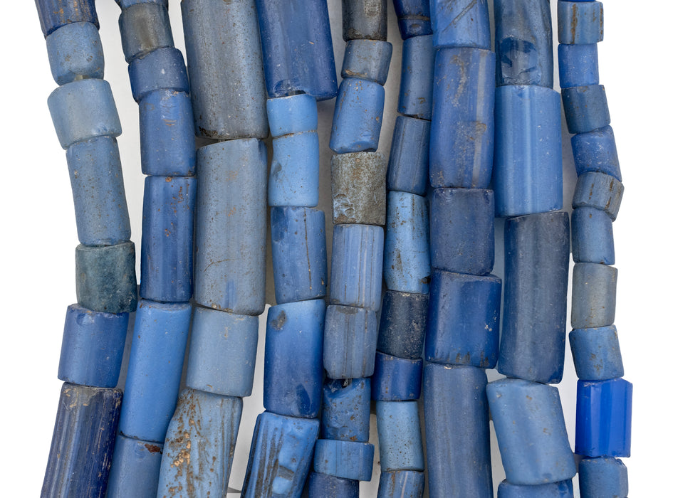 Fulani Funeral Beads - Blue Russian Tube Glass Beads
