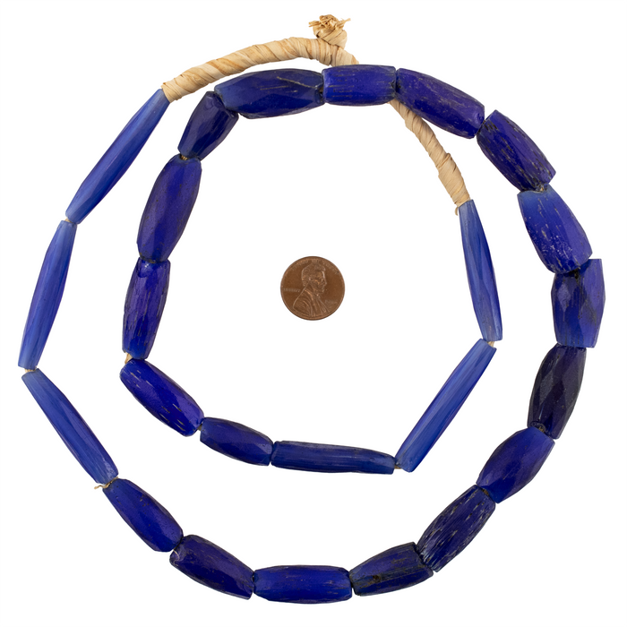 Rare Jumbo Antique Russian Blue Tube Beads #17251