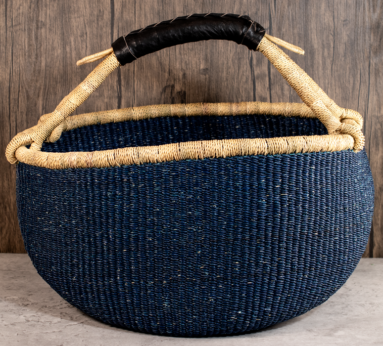 Ghanaian Bolga Basket, Blue, Large Size