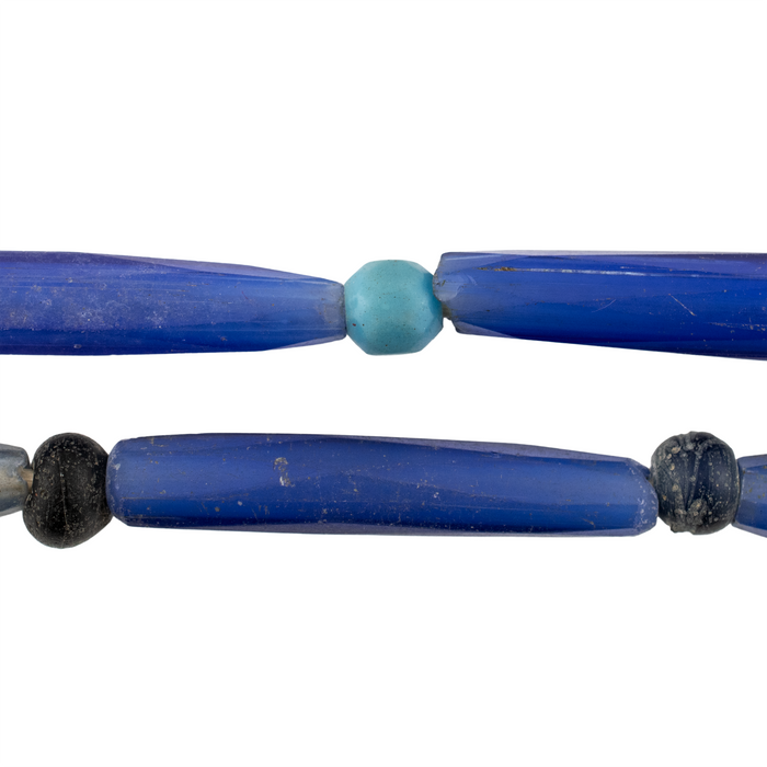 Rare Jumbo Antique Russian Blue Tube Beads #17252
