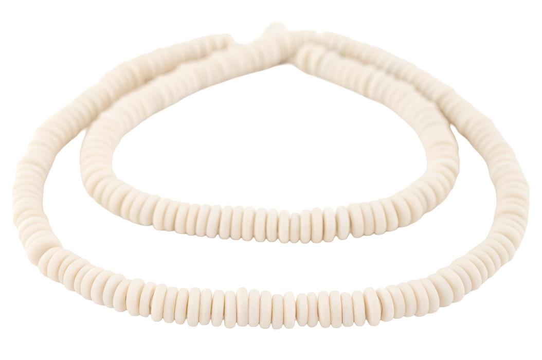 Matte Cream Glass Disk Beads
