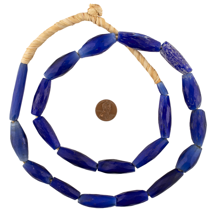 Rare Jumbo Antique Russian Blue Tube Beads #17254