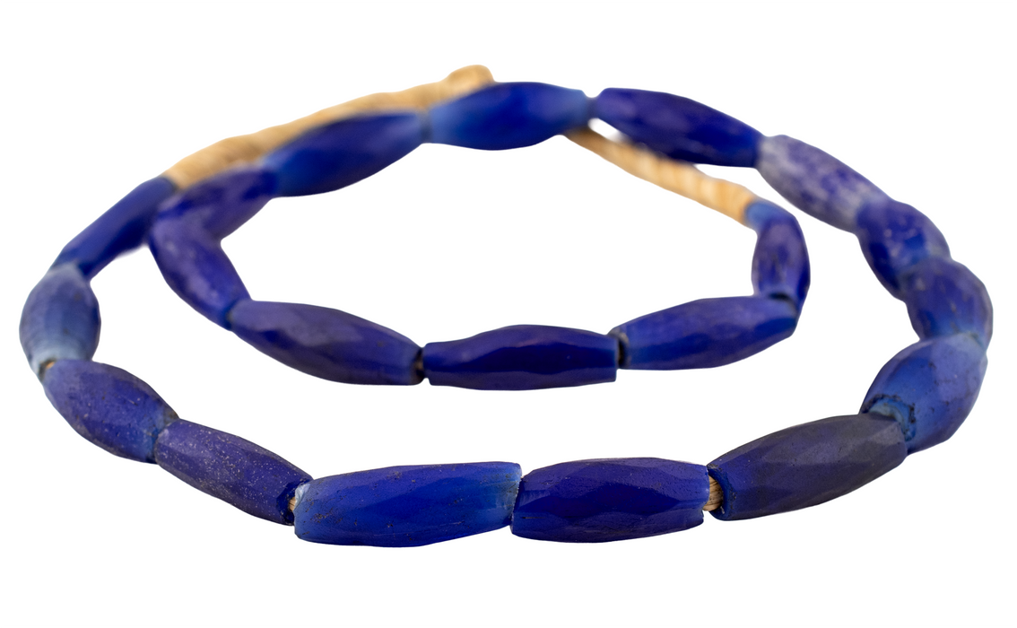 Rare Jumbo Antique Russian Blue Tube Beads #17254