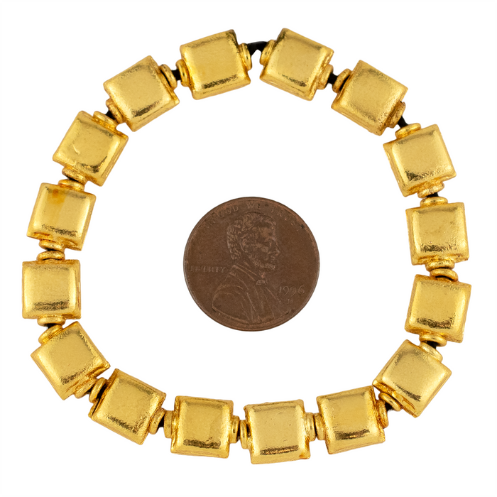 Antiqued Brass Hollow Square Beads (9x8mm)