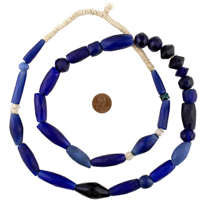 Rare Jumbo Antique Russian Blue Tube Beads #17255