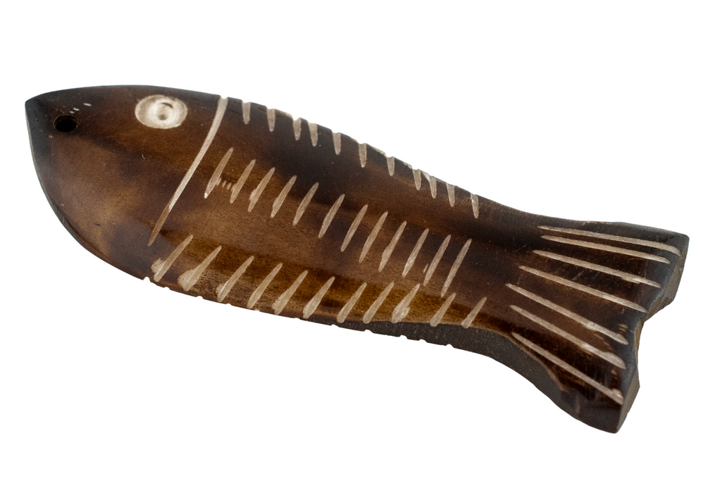 Native Fish Batik Bone Animal Pendant (60x22mm)