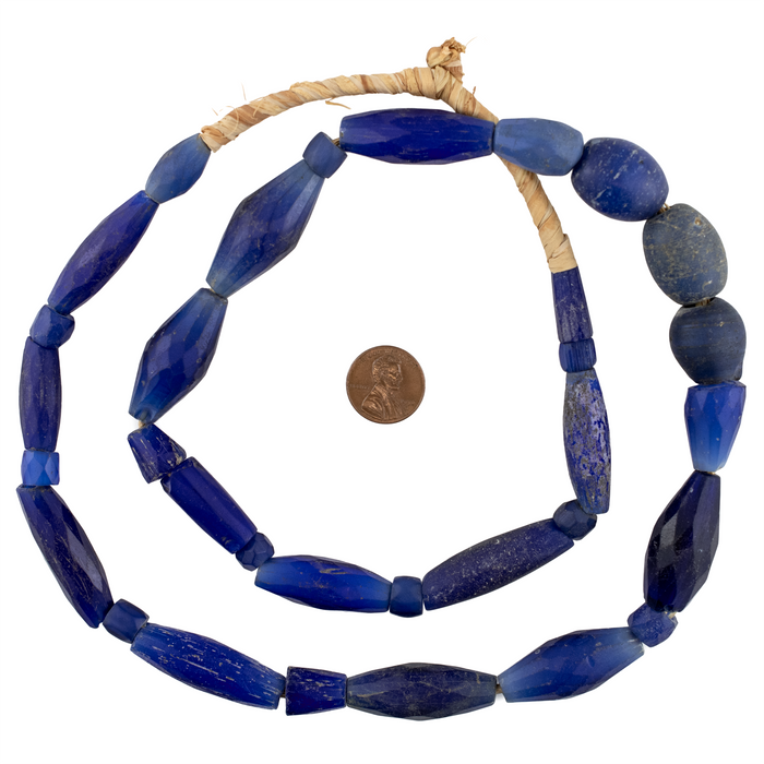 Rare Jumbo Antique Russian Blue Tube Beads #17256