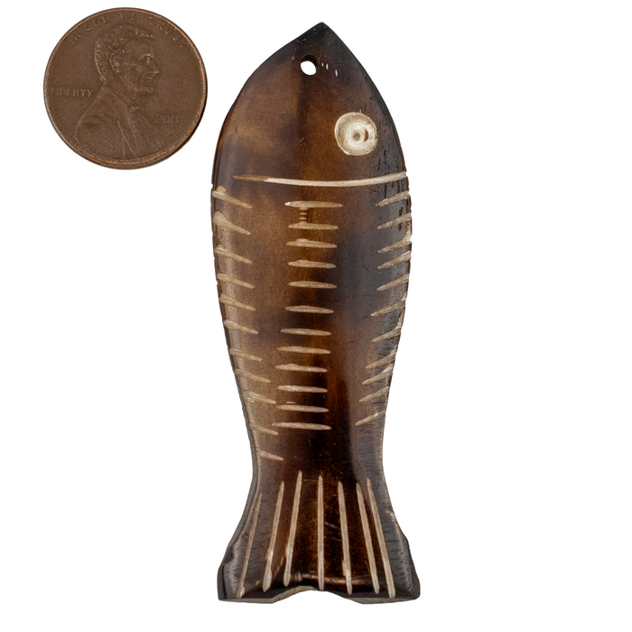 Native Fish Batik Bone Animal Pendant (60x22mm)