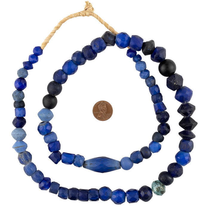 Assorted Antique Russian Blue & Vaseline Beads