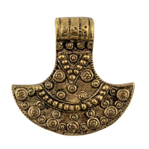 Vintage-Style Brass Patterned Shield Pendant (50mm)