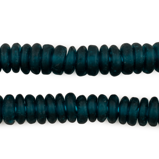 Alpine Teal Rondelle Recycled Glass Beads - The Bead Chest