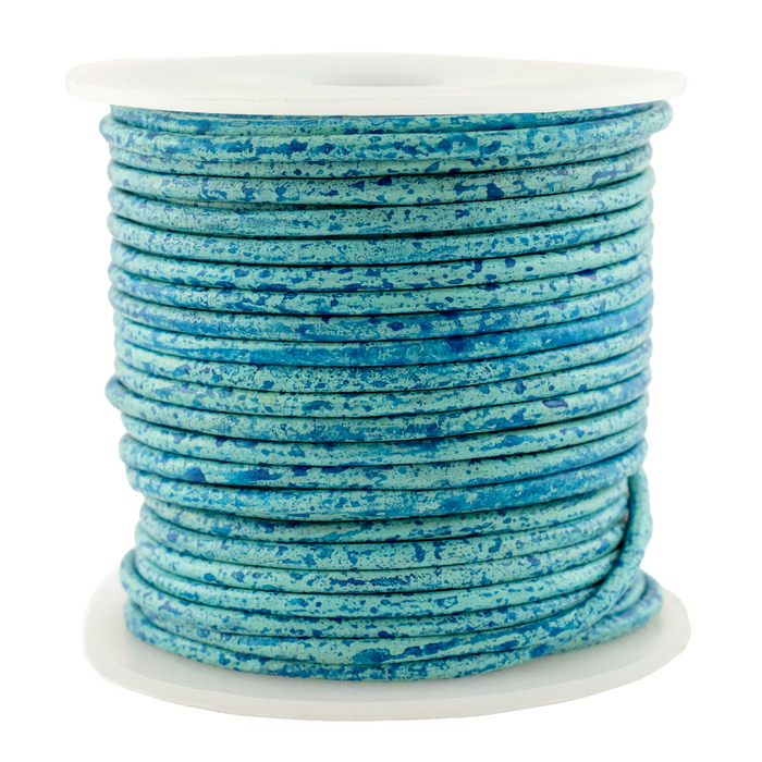 2.5mm Turquoise Speckled Round Leather Cord (75ft)