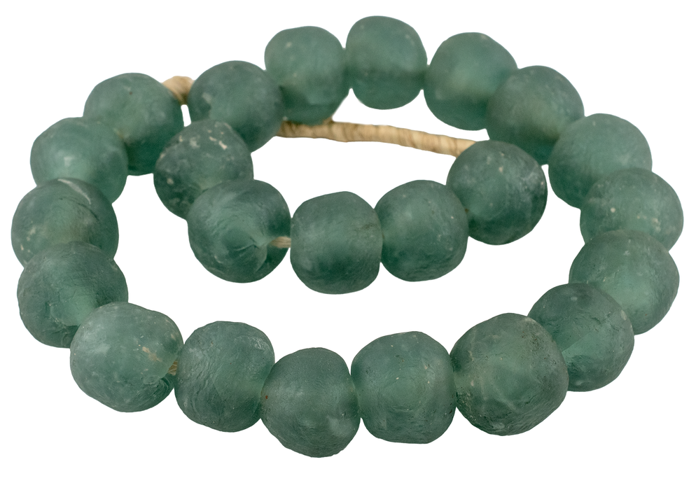 Super Jumbo Deep Aqua Recycled Glass Beads (34mm)