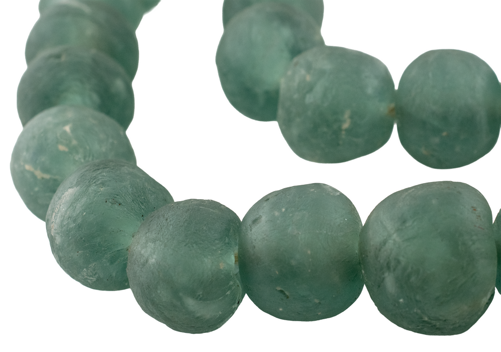 Super Jumbo Deep Aqua Recycled Glass Beads (34mm)