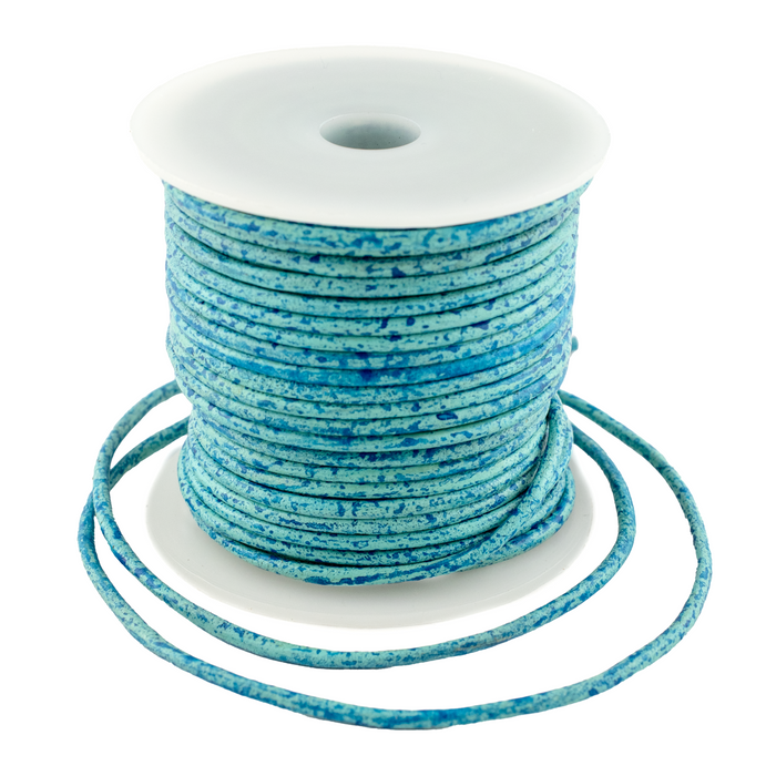 2.5mm Turquoise Speckled Round Leather Cord (75ft)